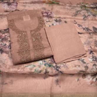 Premium Pure Kota Dress Material with Hand Work in Neck Pattern