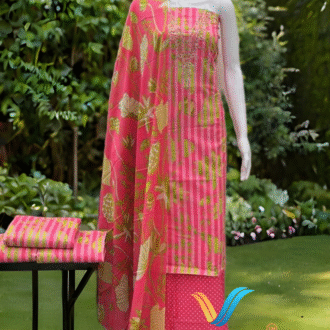 Cotton Dress Material - Pink